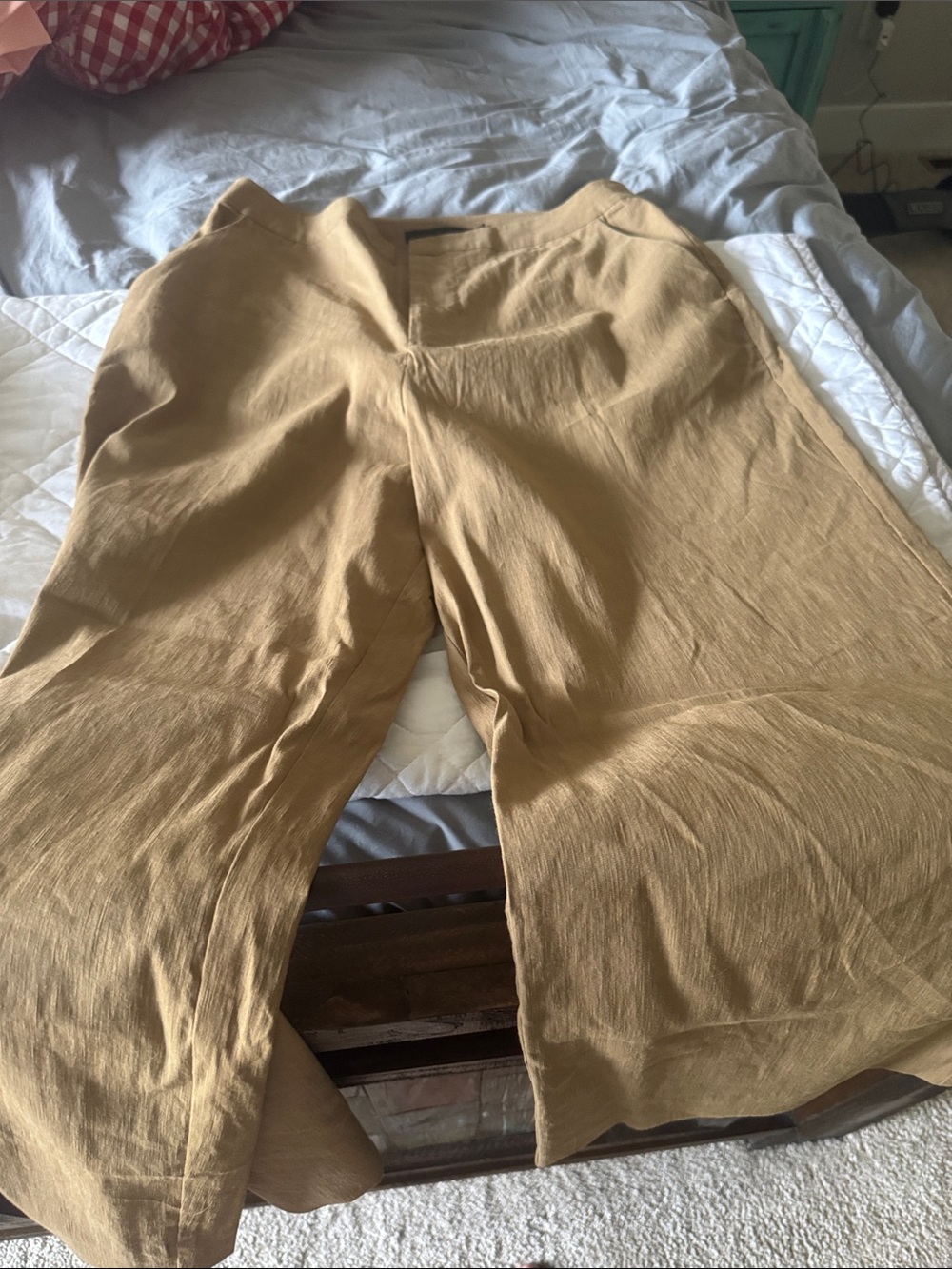 Jenni Kayne Wide-Leg Linen-Blend Pants in Camel/Tan